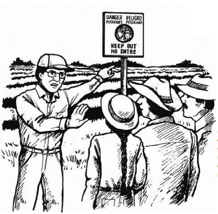boss showing workers the Keep Out sign