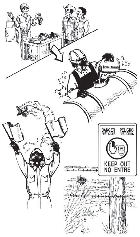 workers using respirators and safety goggles