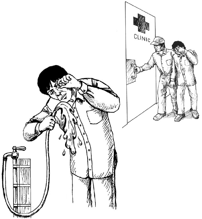 Man washing out eye