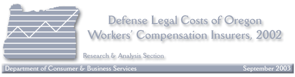 Defense Legal Costs of Oregon Workers' Compensation Insurers, 2002